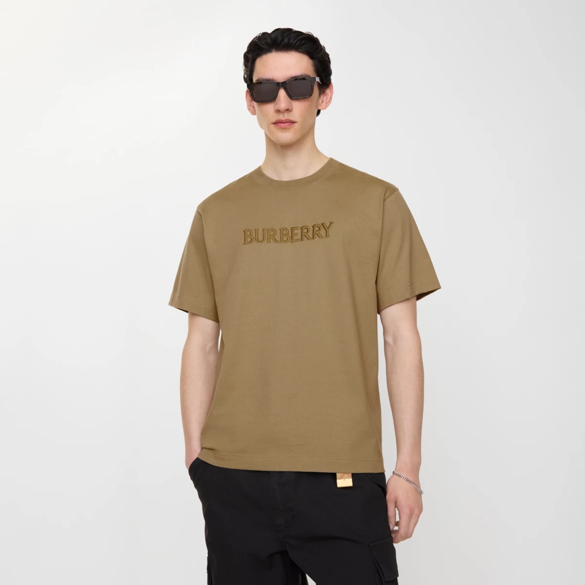 burberry logo embroidery cotton t-shirt